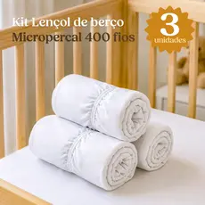 Kit 3 Lençóis Bebê Berço Americano 400 Fios Micropercal Premium Antialérgico Macio
