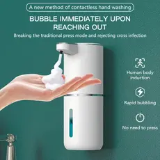 Saboneteira Automática com Sensor Infravermelho 350ml Recarregável para Sabonete Líquido Detergente Espuma