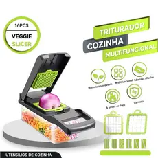 Fatiador de Legumes Multifuncional 16 em 1 Profissional em Aço Inoxidável para Vegetais Frutas e Alimentos