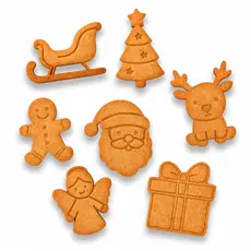 kit 7 Cortador Marcador Tema Natal para Biscoitos e Pasta Americana Vermelho