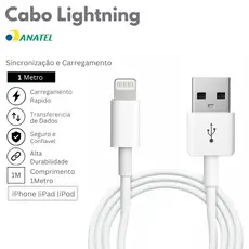 Cabo Lightning Usb para iPhone de Carregamento Rápido de 1 Metro