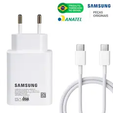 Carregador Samsung Turbo Branco 45W  Book 360 Pro  Book 2 360 - Book 2 Pro Book 3 360 - Book 3 Pro Book 4 360 Book 4 Pro