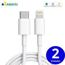Kit 2 Cabos Carregador para Iphone Turbo Lighning Usb-c Turbo Carregamento Rápido