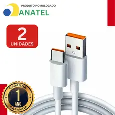 Kit 2 Cabos Usb Tipo C Carregador Super Rápido 1 Metro Resistente Blindado