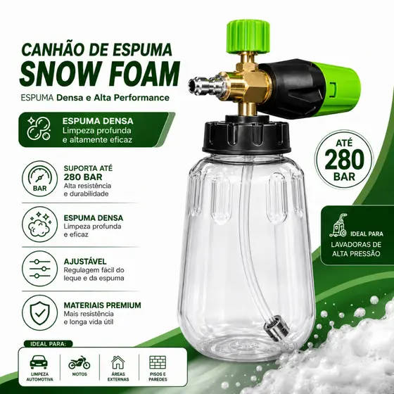 Snow Foam Canhão de Espuma 1Litro para Lavadora Alta Pressão 280 bar