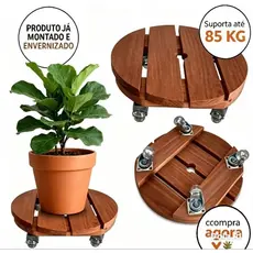 Suporte Redondo Para Vaso De Planta Peroba com Rodinhas De Silicone, Botijão De Gás