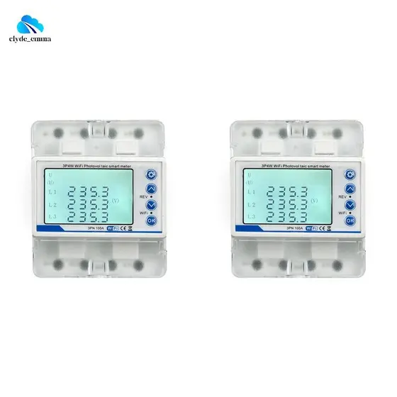 2X 3 Fase 380V 100A Tuya WiFi Inteligente Bidirecional KWh Medidor Sobre Sob Tensão Protetor Interruptor De Relé Limite