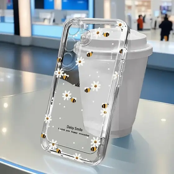 Capinha Capa transparente Anti-impacto abelhas Desenho para Samsung A55 A35 A03 A04 A05 A05S A10 S24 Plus S25 Ultra