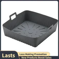 23cm/9 Polegada Quadrado Grande Silicone Forros De Fritadeira De Ar Molde Para 6-8QT Reutilizável Airfryer Forno Assadei