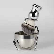 Conjunto de Limpeza de Barba com Tigela de Barbear, Caneca, Sabonete, Escova e Suporte para Prato