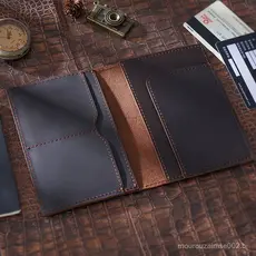 Porta-Passaporte Duplo De Couro Genuíno Vintage-Slot Para Vários Cartões Carteiras De Viagem Clipe Cartão De Embarque Ca