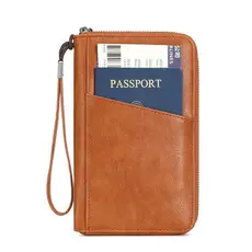 Nova Carteira De Viagem Anti Magnética RFID Com Zíper Para Passaporte Cobre Vários Slots Cartões Porta-Família