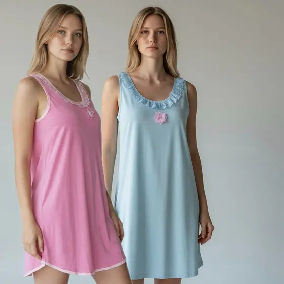 Kit 2 Camisola Feminina Senhora Malha Premium Elegante e Confortável