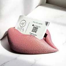 Porta Cartão de Visita Salão Boca Beleza Porta-Cartões Suporte Minimalista Cores cristivo rosa gold.