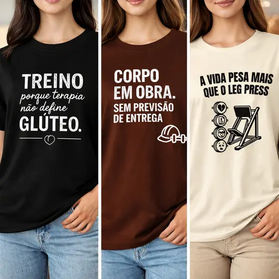 Kit 3 Camisas Camisetas Blusinha Academia Fitness Lançamento