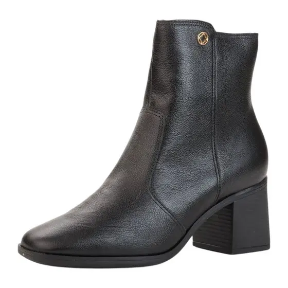 Bota Feminina Salto Baixo Bloco Couro Confortavel Bebece