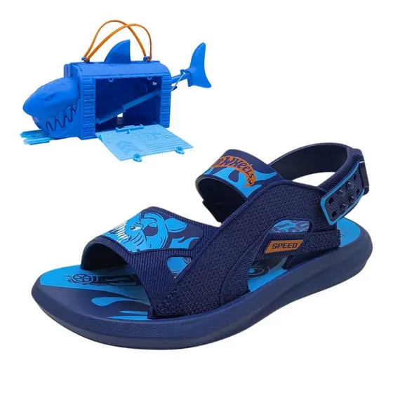 Sandália Infantil Menino Tira Ajustável Hot Wheels Shark