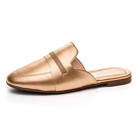 Mule Feminino Metalizado Strass Elegante Social Beira Rio