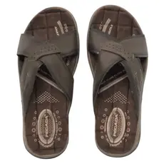 Chinelo Masculino Calce Fácil Couro Dia a Dia Pegada