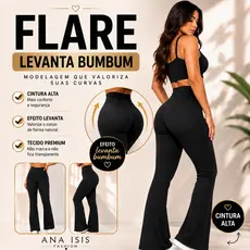Calça Flare Feminina Cintura Alta Modeladora Suplex Premium Zero Transparência Levanta Bumbum