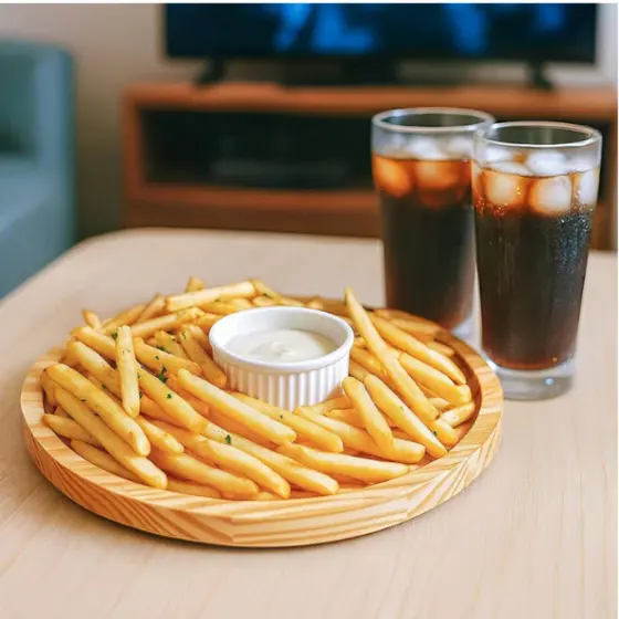 Tabua Para Batatas Fritas Porta Molho Madeira Petisqueira Pinus Eventos Festas