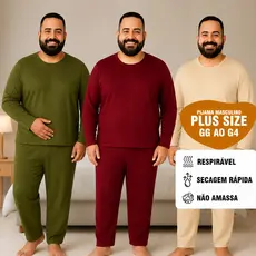 Pijama Masculino Plus Size de Inverno Malha – Manga Longa e Calça Comprida De Frio