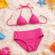 Conjunto Biquíni Infantil Cortininha Juvenil Sem Bojo Proteção UV50+