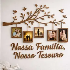 Quadro Porta Retato Parede Marrom Preto  Decoração Sala Quarto Familia Moldura Foto Frase