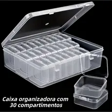 Caixa Organizadora com 30 potinhos. Organizador para acessórios, miçangas e itens em geral