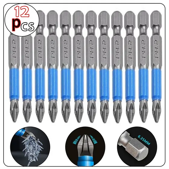 Kit Parafuso de 12 bits antiderrapante com ímã Phillips parafusado
