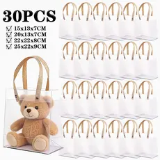 Kit 10/20/30 PCS Sacola Transparente Fosca Reforçada de PP com Alça de Fibra - Café Embalagens