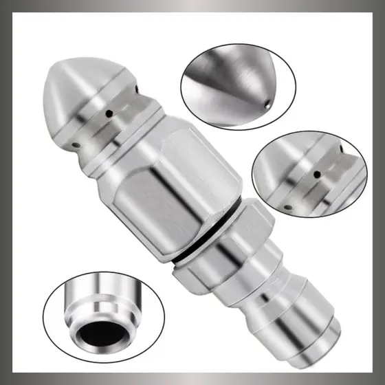 Bico de Jato para Esgoto (Aço Inoxidável) - Conector Rápido 1/4" para Lavadora de Pressão e Mangueira