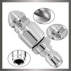 Bico de Jato para Esgoto (Aço Inoxidável) - Conector Rápido 1/4" para Lavadora de Pressão e Mangueira