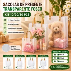 10/20/30pcs Sacola Transparente Fosca Reforçada de PVC com Alça de Fibra lembrancinha festa infantil personalizados