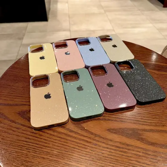 Capinha Capa Para iPhone 17 Ar 16 15 14 Plus 13 12 11 Pro Max XR Glitter Bling Silicone Anti-Impacto