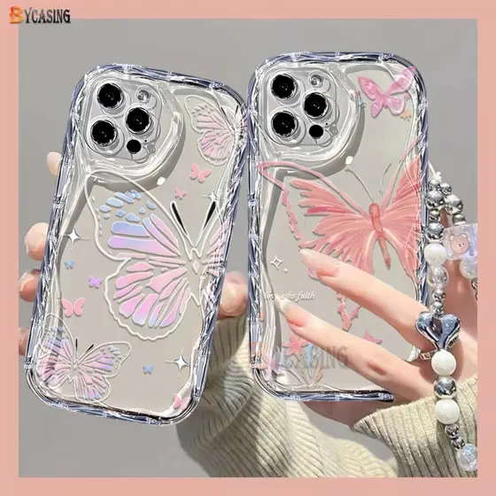 Acompanha Pulseira De Pérola Com Coração Capa Capinha Para iPhone 15 14 16 Plus 11 12 13 17 Air Pro Max XR Anti-queda