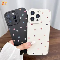 Capa Para iPhone 17 Pro Max Ar 16 13 15 14 12 11 XS XR 7 8 Plus Silicone Macia Colorida Pequeno Coração Forma ZYCase