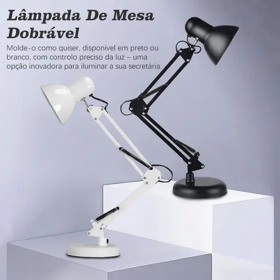 Luminária De Mesa Articulável Abajur Articulado Dobrável Para Escritório Cabeceira Salão De Beleza