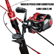 Conjunto De 2 Peças Inclui Vara De Pesca De Fundição Longa De 1,6/1,8/2,1 M E Carretel metal 7,2 : 1