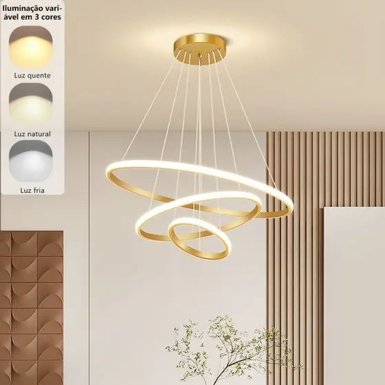 Lustre De Teto Nórdico De Luxo 3 Cores Em 1 110V-220V Para Sala De Jantar E Estar