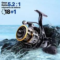 Carretel De Pesca Profissional 18+1BB 5.2:1 Mão Esquerda E Direita Capacidade De Carga De Metal 10KG