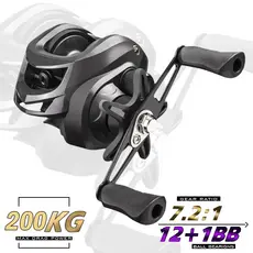 Carretel De Pesca De Fundição Longa 12 + 1BB Com Alarme De Descarga 7.2 : 1