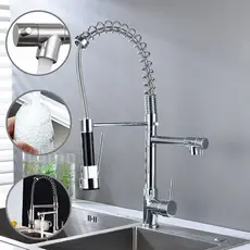 Torneira De Cozinha Gourmet Alça Única Com Extensor De Spray Tubo De Água Flexível Para Ajustar