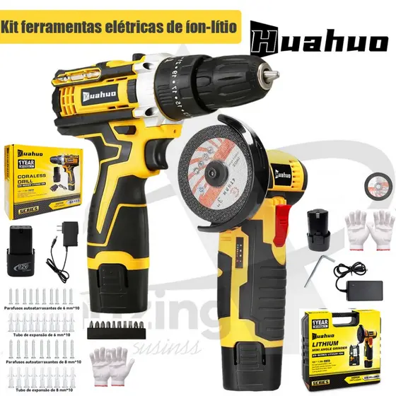 kit De Ferramentas Elétricas De Íon De Lítio , Incluindo Completo De Acessórios Para Moedor De Broca