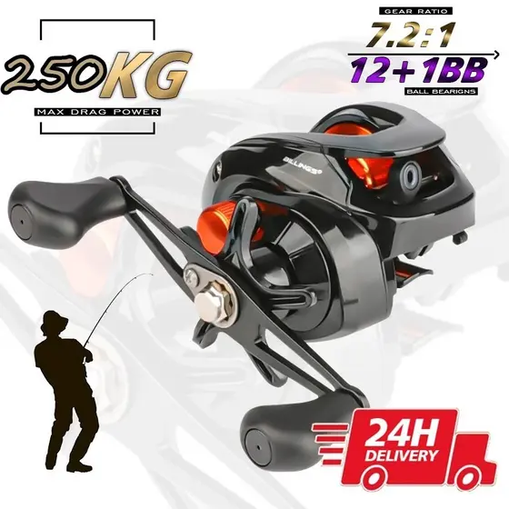 250Kg Carretilha De Pesca Com Marine Sports Pitching 6.2 : 1 Alta 15kg Max Molinete De Pesca Molinete Pesca Mulinete