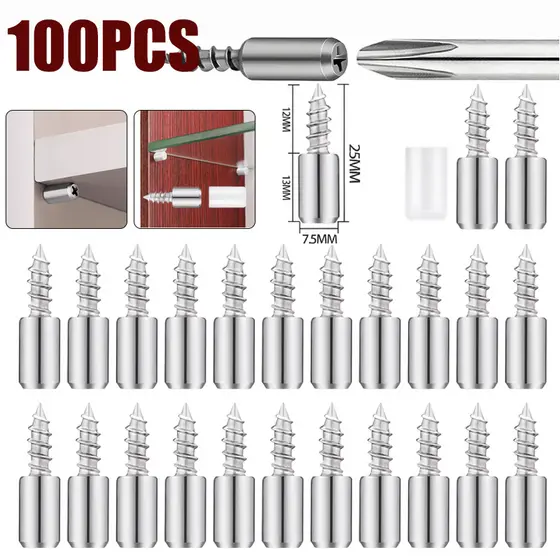 Kit 20-100 Pinos Suportes Para Prateleira Atarrachante – Fixação Forte e Visual Discreto Capa Protetora