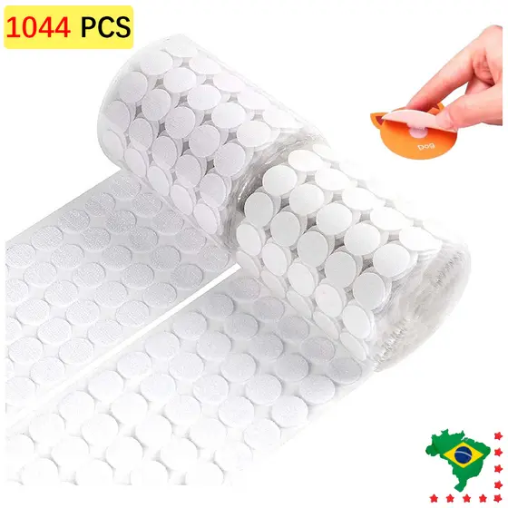 1044 peças Fecho de Contato Velcron Adesivo Redondo Moeda Circulo Bolinha auto-adesivo Super Grude 15mm