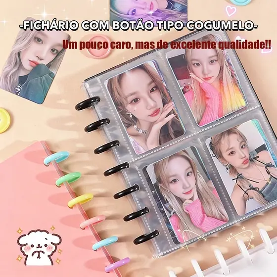 Novo Arquivo de Fichário de Photocard com Buracos de Cogumelo A5 Papelaria Kpop Álbum para Armazenamento de Polco 80 Bol