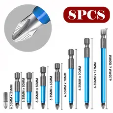 8 Pcs Chaves Bit PH2 Magnética Chave De Fenda Broca Auto Impacto Antiderrapante