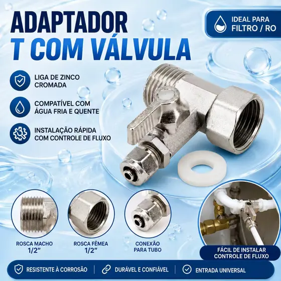 Adaptador Do Purificador Filtro De Água De Alimentação 1/2'A 1/4 Torneira Da Válvula De Esfera